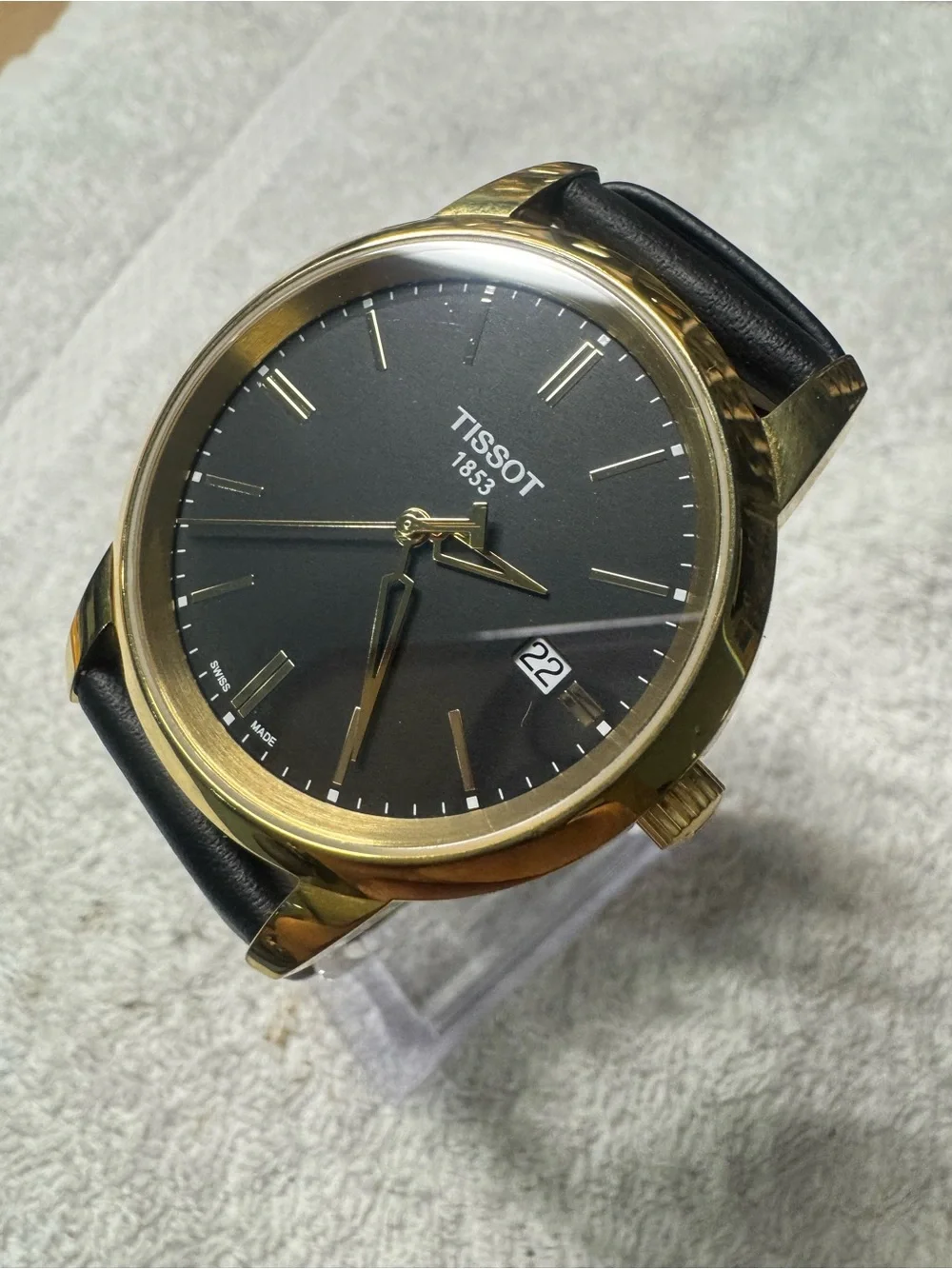 Tissot Black Dial Gold-Tone Case Men's Watch